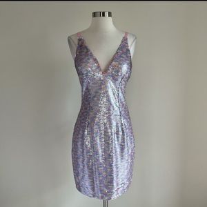 Aidan Mattox Sequined Shift Cocktail Dress
